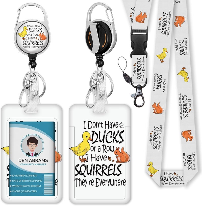 Piefly Lanyards for Id Badges, Cute Ducks Holder with Retractable Reel Clip, Funny Work Card Name Tag Keychain Lanyard Vertical ID Card Protector Cover Case for Women Nurse Doctor Teacher Student - Image 1